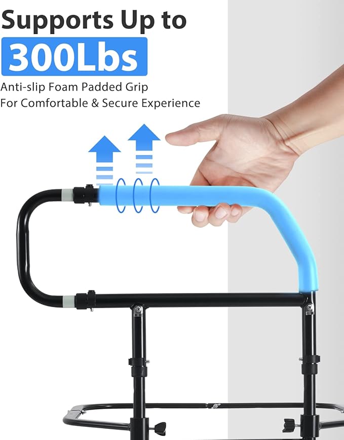 Sangohe Bed Rail for Elderly, Bed Assist Grab Bar Handle with Storage Pocket, Safety Bed Rails for Elderly Adults Getting in & Out of Bed at Home and Dorm - Fit King, Queen, Full, Twin