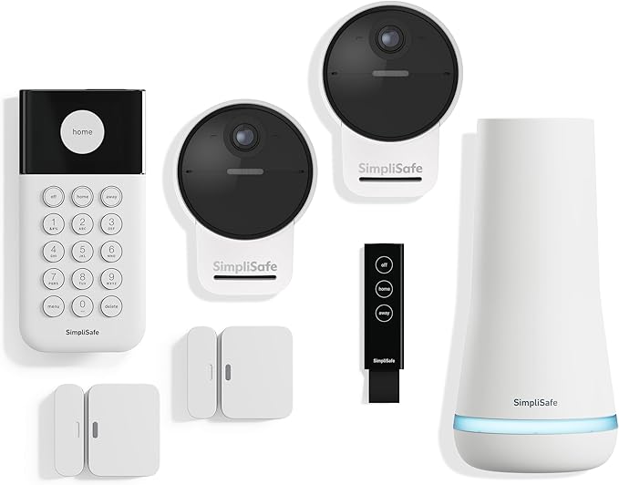 SimpliSafe 7 Piece Wireless Outdoor Camera Home Security System - Optional 24/7 Professional Monitoring - No Contract - Compatible with Alexa and Google Assistant