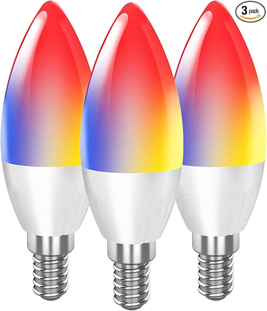 DOGAIN LED Candelabra Bulbs E12 Base, Color Changing and Dimmable Smart Light Bulb, Compatible with Alexa Google Home, Tunable White Chandelier Light Bulbs 320 lm 35w Equivalent, 3 Pack