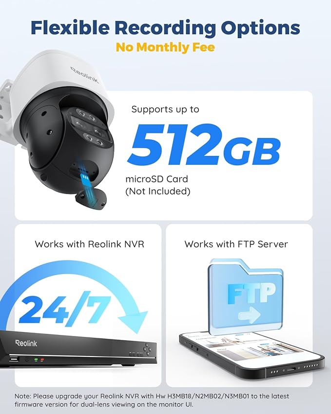 REOLINK PTZ Security Camera System 4K, IP PoE 360 Camera with Dual-Lens, Auto 6X Hybrid Zoomed Tracking, 355 Pan & 90 Tilt, Outdoor Surveillance, AI Detection, TrackMix PoE