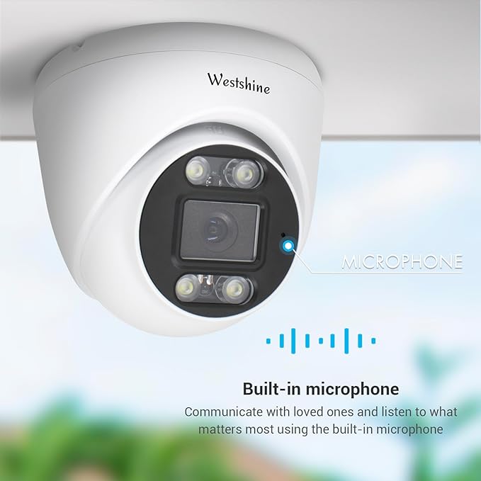 5MP PoE IP Dome Security Camera,Full Color Night Vision,Human Detection,2.8mm Wide Angle,Built-in Mic for Two-Way Audio,Outdoor IP66 CCTV Camera in Metal Housing (SD Card Not Included)
