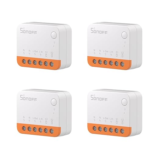 SONOFF MINIR4 10A Smart WiFi Extreme Wireless Light Switch,Universal DIY Module for Smart Home Automation Solution, Compatible with Alexa & Google Home, No Hub Required,4 Pack