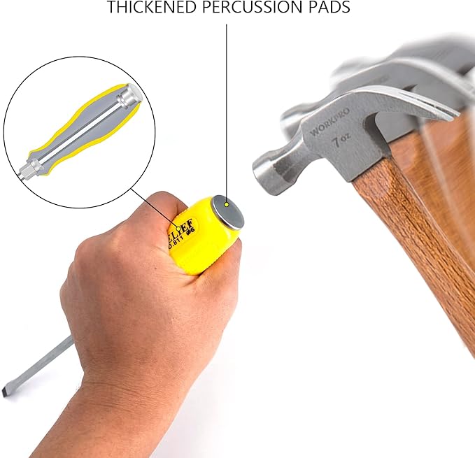 Yalin 2-Piece Professional Screwdriver Set, 1 Phillips and 1 Flat Head, Non-Slip Handles for Home Repair,S2 Steel Screwdriver with Striking Cap