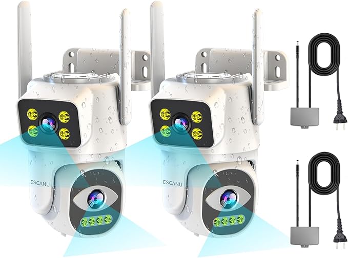 Dual Lens Cameras for Home Security,2.4G/5G PTZ Outdoor Plug-in Camera,Motion Tracking,Night Vision,24/7 Continous Recording,Work with NVR/DVR Surveillance System,Weather Proof,SD/Cloud Storage