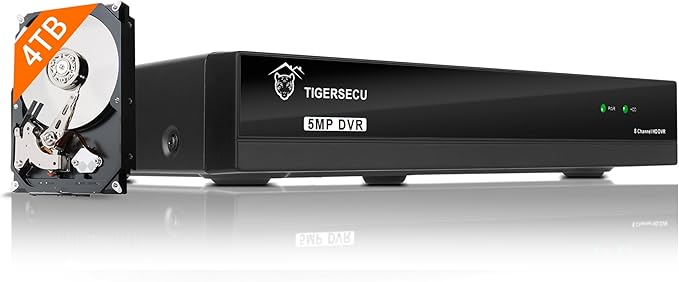TIGERSECU Ultra HD 5MP 8 + 8 Channel Security DVR/NVR with 4TB Hard Drive, Expandable to 16 Cameras, Hybrid 6-in-1 Home Surveillance Recorder for 8 TVI, AHD, CVI, Analog, RS485 PTZ and 8 IP Cameras