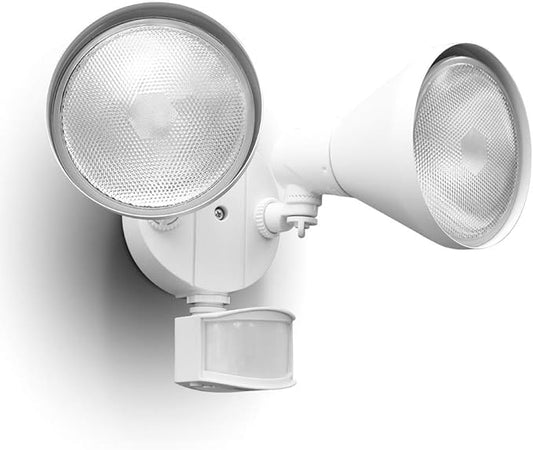 LUTEC 1800LM LED Motion Sensor Light Outdoor, Dual-Head Security Light, 3000K, Waterproof Exterior Flood Light for Patio, Garden, Yard, White (2 Bulbs Included)