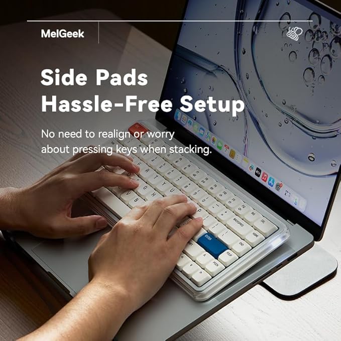MelGeek O2 Wireless Mechanical Quiet Keyboard for Work, 75% Compact Office Keyboard, Low Profile, with Hot-Swappable and Pre-lubed Linear Switches,Bluetooth/2.4 GHz/USB-C for Mac Windows Linux