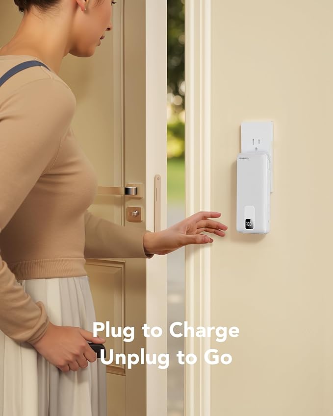 charmast 20000mAh Portable Charger with Built-in Cables & Wall Plug, 20W USB C Power Bank, Fast Charging Battery Pack Travel Essentials Compatible with iPhone 16/15/14 Series, Samsung, Google, iPad