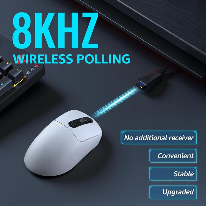 Rapoo VT3PRO MAX Wireless Gaming Mouse, 59g Superlight, 8KHz Polling, PAW 3950 Ultimate Optical Sensor, 30K Independent X/Y DPI, 1+8 Programmable Buttons, 200H Battery Life, Classic Shape, PC, White