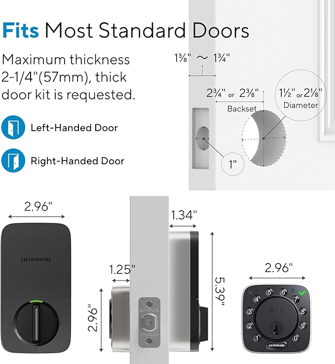 ULTRALOQ Bolt NFC WiFi Smart Lock with Door Sensor, Built in WiFi Deadbolt, Keypad Keyless Entry Door Lock, App Remote Control, Auto Unlock, IP65 Waterproof, 12 Months Battery