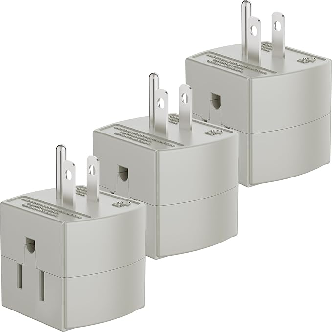 3 Outlet Wall Adapter, 90 Degree 3 Way Plug Adapter Cube Tap, 3 Prong Multi Plug Outlet, Outlet Extender for Home Office School Dorm, ETL Listed, Grey, 3Pack
