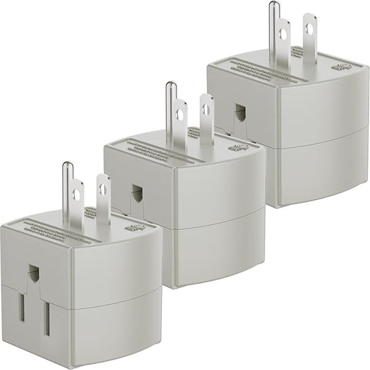 3 Outlet Wall Adapter, 90 Degree 3 Way Plug Adapter Cube Tap, 3 Prong Multi Plug Outlet, Outlet Extender for Home Office School Dorm, ETL Listed, Grey, 3Pack