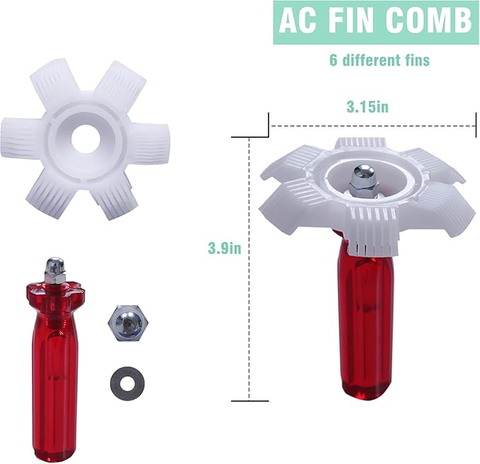 10PCS Air Conditioner Fin Comb Cleaner kit AC Coil Cleaning Brush 5 Different Fin Combs Condenser Fin Straightener AC Evaporator Comb Radiator Repair Clean Tool