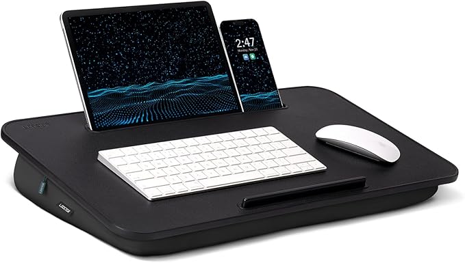 Lap Desk - Portable Laptop Stand & Stand, Fits Up to 17.3 in, Washable Cushion, Built-in Phone Holder & Mouse Pad - Gaming, Eating, Writing, Working on Bed, Couch,Floor - L.DOCTOR(Large, Black)