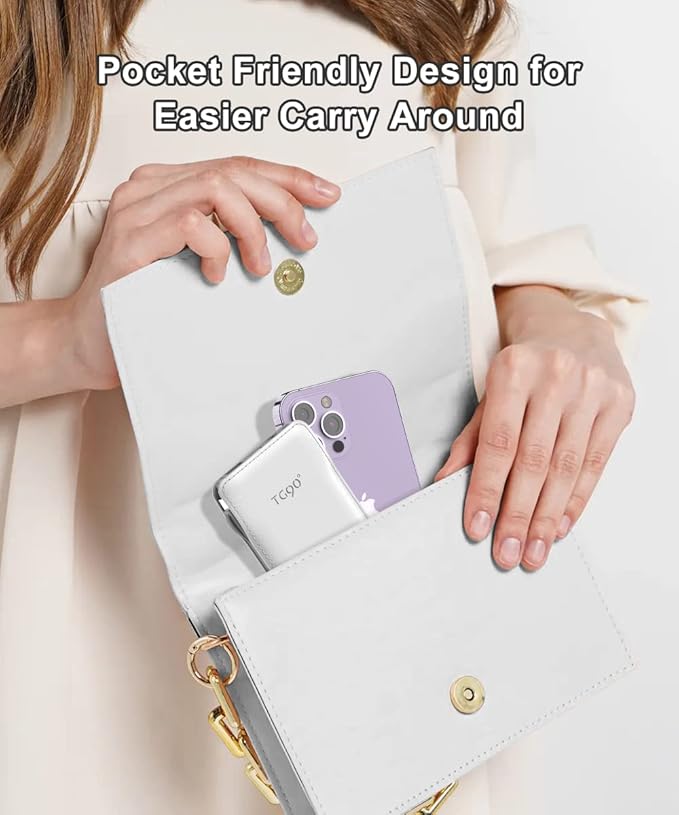 TG90° Cellphone Portable Charger with Built in Lightning and Android Cables Power Bank 10000mah External Battery Packs, USB-C Portable Battery Backup Charger Compatible with iPhone and Android Phones