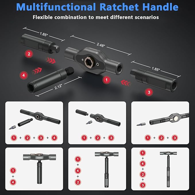 42 in 1 Magnetic Screwdriver Set, DIY Ratchet Screwdriver Set, Multi Bit Magnetic Drive Set with Detachable Ratchet Handle, Portable Compact Repair Tool Kit