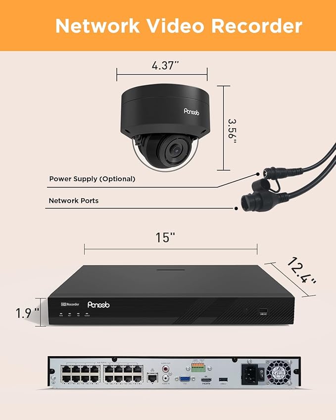 16 Channel Security Camera System, 16x 5MP Wired IK10 Vandal Dome PoE Camera Outdoor, AI Human Detection, Built-in Mic, Remote Access, 4K 16CH NVR 4TB HDD for 24-7 Recording, PD54B1616-5M