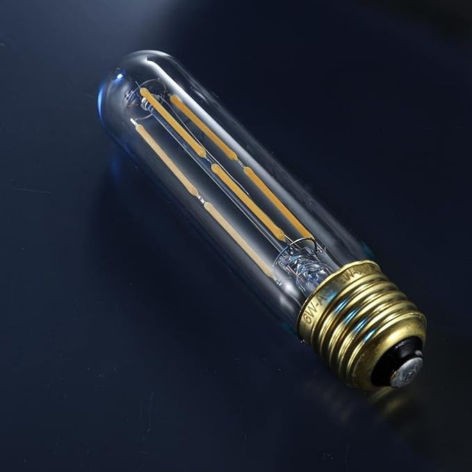 Leools T10 Led Bulb,Dimmable 6W Led Tubular Bulbs,E26 LED Edison Bulb, 60 Watt Incandescent Bulb Equivalent,Warm White 2700K, Clear Glass, E27 Lamp Bulb, for Cabinet Display Cabinet etc,6 Pack.