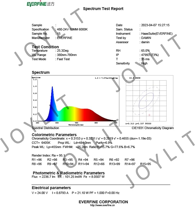 JOYLIT 24V COB LED Strip Lights 16.4ft 6000K Cool White IP65 Waterproof 9000LM Ultra Bright CRI 95+, UL Listed Premium 90W 480LEDs/M Dotless Adhesive Tape Light for Commercial, Home Task Lighting
