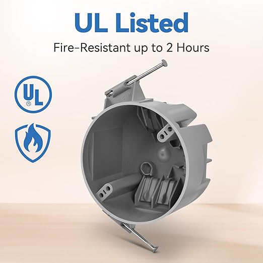 Round Electrical Box New Work, 20 Cu.in, UL Listed, 12-Pack