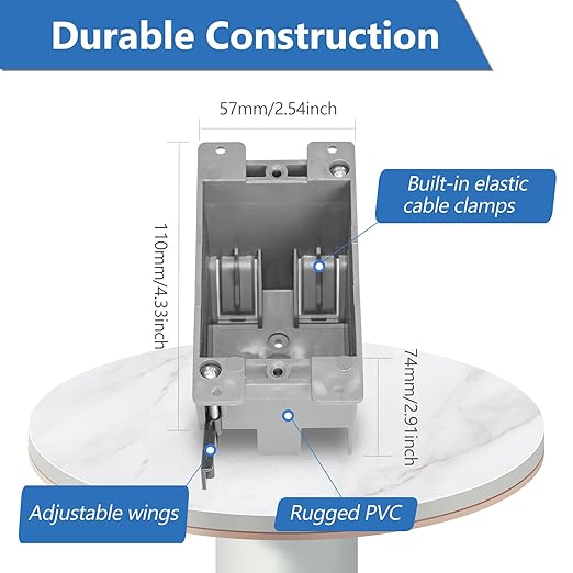 96 Pack Old Work 1 Gang Outlet Electrical Box, Remodel Drywall Plastic Junction Boxes, UL Listed, Grey