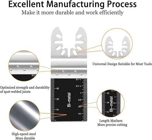 LEILUO 10 Pcs Bi Metal Multitool Blades Universal Multi Tool accessories for Wood Nails Compatible with DeWalt Makita Dremel and More