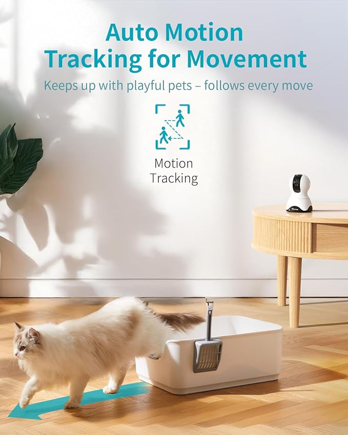 VIMTAG 2.5K Indoor Camera, 360° Pet Camera, 5G/2.4G WiFi Baby Monitor with Phone App, Speaker for Dog Cat Home Security, Motion Tracking, Free AI Detection & Alarm, Night Vision, SD/Cloud Storage