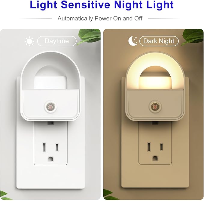 6 Pack Night Light Plug in, LED Nightlights with Smart Dusk to Dawn Nightlight, Plug into Wall Nightlights Suitable for Bedroom, Bathroom, Hallway, Kitchen, Stairs (Warm White)