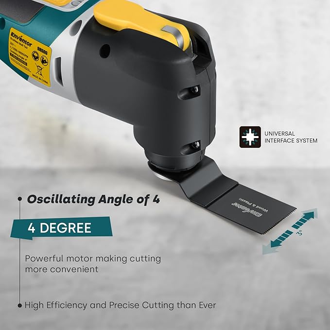 Enventor 20V Cordless Oscillating Multi tool, Brushless Oscillating Saw with 28PCS Accessories, Fast Charger, 6 Variable Speeds, 4° Oscillation Angle for Scraping, Sanding, Cutting, Blue