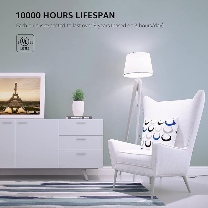 Lepro LED Light Bulbs 60 Watt Equivalent, 9W 800 Lumens Non-Dimmable, Daylight White 5000K, A19 E26 Standard Medium Base, 10000 Hour Lifetime 10 Count (Pack of 1)