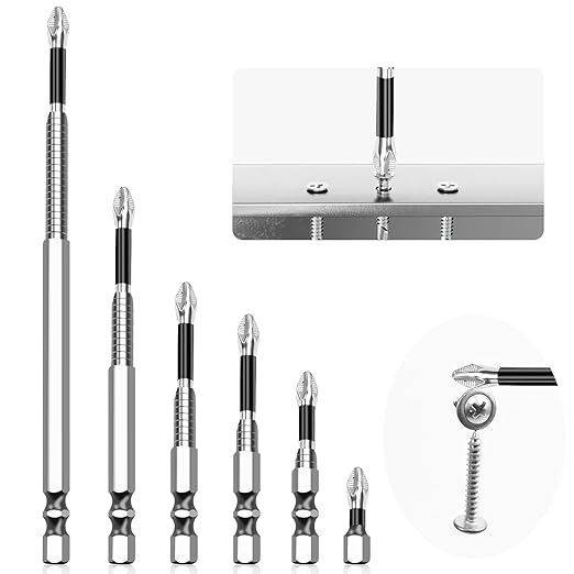 6PCS High Magnetic Drill Bit Set - K5 Impact Resistant Small Screwdriver Set with Anti-Slip Grip, Includes of 25-50-65-75-100-150mm Drill Bits for Electric Screwdriver