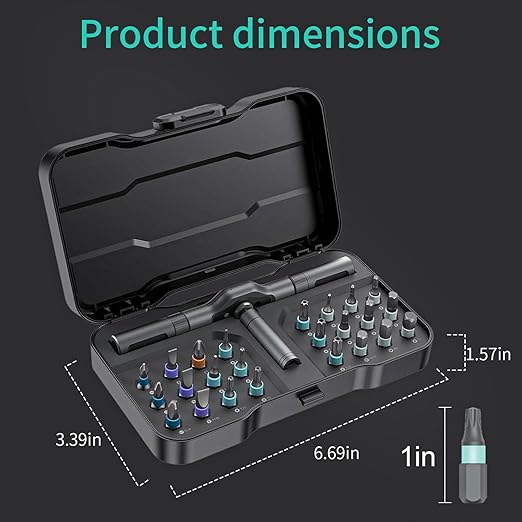 24 in 1 Magnetic Screwdriver Set, DIY Ratchet Screwdriver Set, Multi Bit Magnetic Drive Set with Detachable Ratchet Handle, Portable Precision Repair Tool Kit for Furniture Computer Bicycle