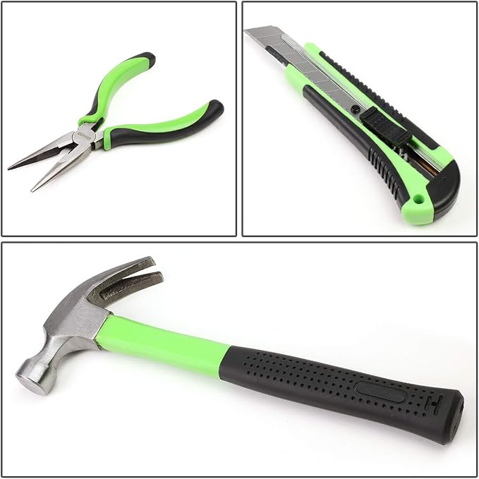 DNA MOTORING 27pcs 12V 1300mAh Cordless Drill Set, Drill Driver Home Tool Kits Combination Tool Set, Tool Kit with Drill For Home, DIY, Maintenance, Green, TOOLS-00018