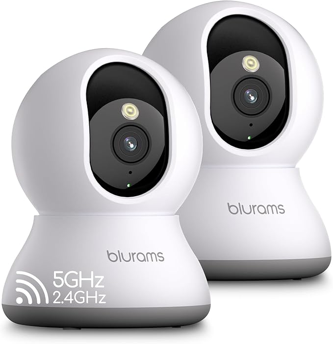 blurams Cameras for Home Security, 2K Pet Camera with Phone App, 360° PTZ Indoor Cameras, 2-Way Talk, Motion Tracking, Color/IR Night Vision, Cloud&SD, Works with Alexa (2Pack, 5GHz/2.4GHz Dual-Band)