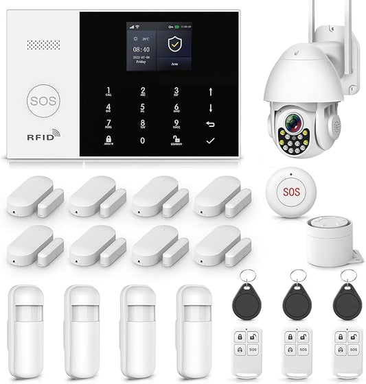 Home Alarm Camera System,Wireless Home Security System with 3MP HD Security Camera,Door Alarm Sensor,Motion Detector,SOS Button,Loud Siren,APP Instant Alerts for House,The Elder and Kids Safety