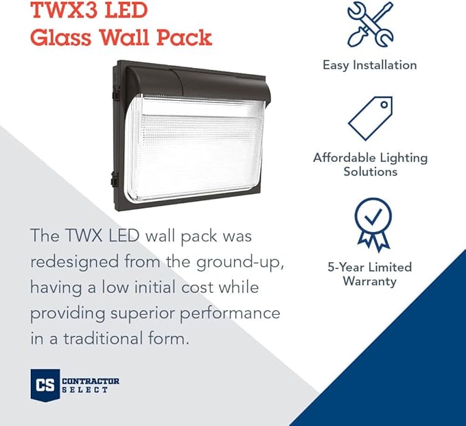 Lithonia Lighting 18" LED Wall Pack Outdoor Light Fixture, Building Wall Light, Adjustable Lumens, 5000K Daylight, MVOLT 120-277V, IP65, Glass Lens, Bronze (TWX3 LED ALO 50K MVOLT DDBTXD)