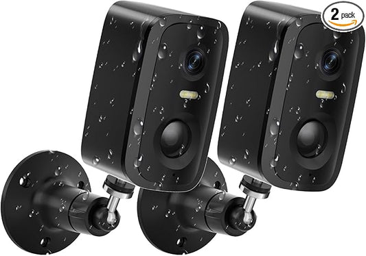 2K Wireless Security Cameras Outdoor, Battery-Powered Cameras with AI Motion Detection, Color Night Vision, Spotlight, 2-Way Talk, Siren Alarm, IP65,Cloud/SD Storage for Home Security 2pack