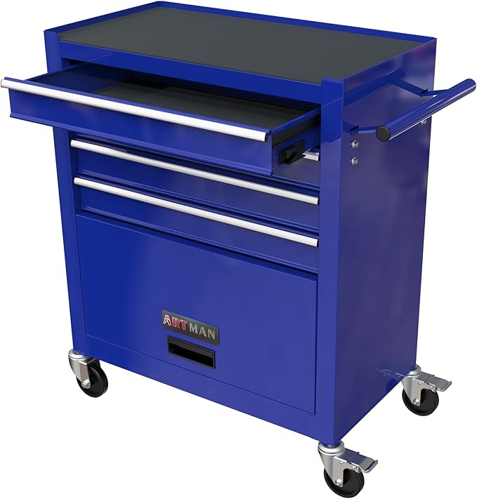 233-Piece Mechanics Tool Set, Household Tool kit with 4-Drawer Heavy Duty Metal Tool Cabinet, Portable Tool Box for Home/Auto Repair - Gift for Men (Blue)