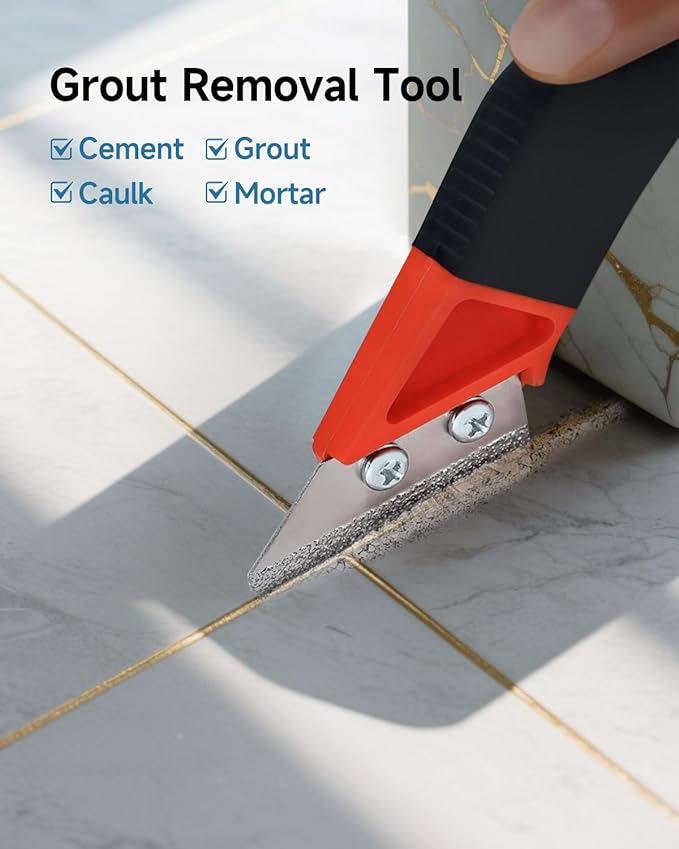 Caulking Tool Kit, Stainless Steel Caulk Remover Tool, 4 in 1 Grout Removal Tool for Bathroom, Kitchen, Floor, Window, Sink Joint, Frames Seal