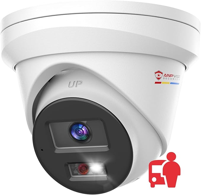 Anpviz 5MP PoE IP Camera with Audio, Full Metal Turret Security Camera Outdoor with Human Vehicle Detection, Smart Color Night Vision, 3072x1728@20fps, 114° FOV, WDR, IP67 Waterproof (H Series)