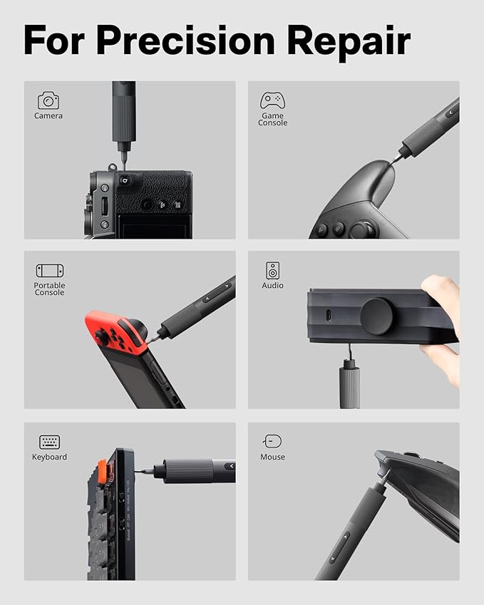 HOTO 25+24 Extra S2 Steel Bits Electric Precision Screwdriver Set, Magnetic Storage, Max. 3 N.M, USB-C Rechargeable, Mini Electric Screwdriver for Phone, Laptop, Camera Repair