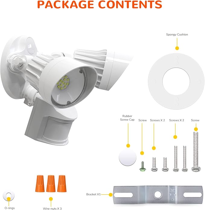 JJC LED Security Lights,Motion Sensor Flood Light Outdoor Fixture,3000LM 27.5W(120W Equiv.),IP65 Waterproof,5000K Daylight White ETL Listed Outdoor Lighting White (Not Solar Powered)