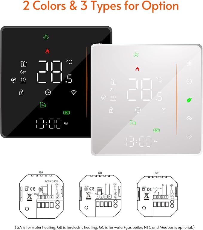 Matybobe WiFi Smart Thermostat Temperature Controller Weekly Programmable Supports Touch Control/Mobile APP/Voice Control Compatible with Alexa/Google Home, for Water Heating 5A Black