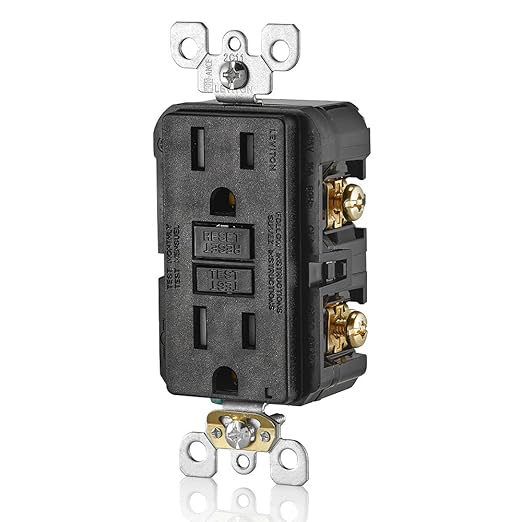 Leviton GFCI Outlet, 15 Amp, Self Test, Tamper-Resistant with LED Indicator Light, Protection from Electric Shock and Electrocution, GFTR1-E, Black