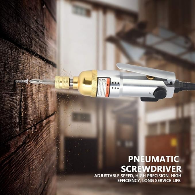 Akozon 1/4" Pneumatic Screwdriver, 8000-10500rpm Reversible Straight Hand Screw Driver for Industry Machine