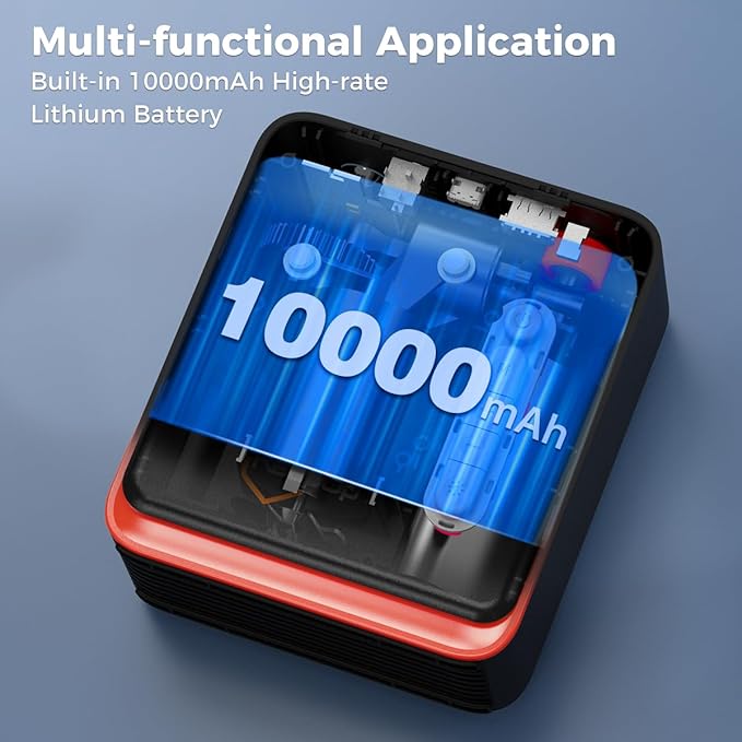 Tire Inflator Portable Air Compressor,3X Faster Portable Tire Tump with 10000mAh Battery, 150PSI Cordless Air Pump for Cars, Bikes, Motorcycles, and Sports Balls