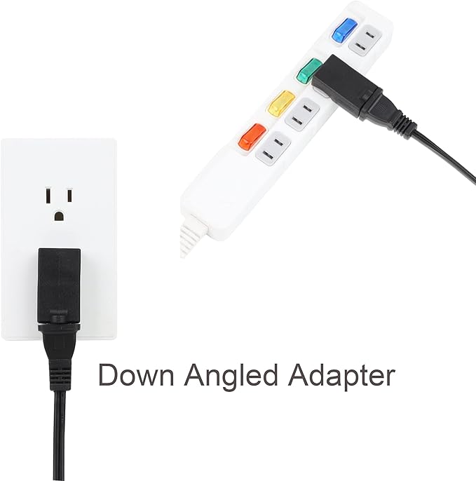 Polarized 2-Prong L Type Adapter, Vertical Right Angled Down Angle AC Adapter, NEMA 1-15P USA Outlet Saver Extension Adapter 15A 125V Molded