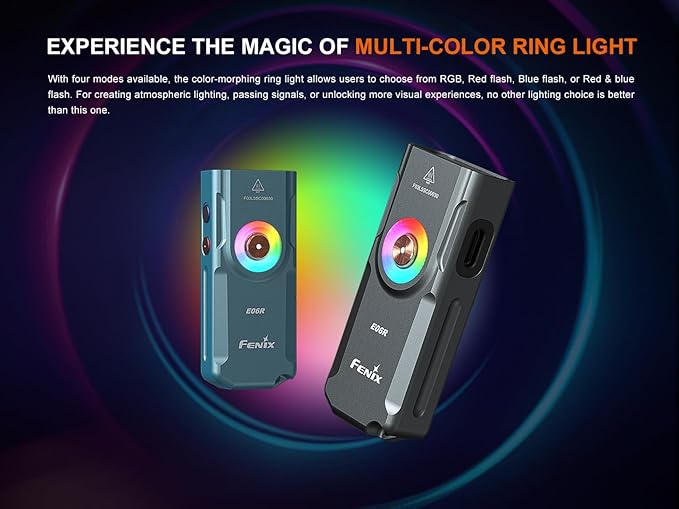 Fenix E06R 700 Lumen USB Rechargeable LED Keychain Flashlight/UV/Blacklight with EdisonBright Accessory case Bundle (Grey)