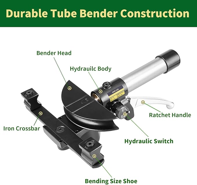 Super Stars Hydraulic Tubing Pipe Bender Kit 1/4in–7/8in - HVAC Copper Pipe Bender with 7 Aluminum Dies - 90 Degree Pipe Bending Tool for Air Conditioner and Refrigerator Repair