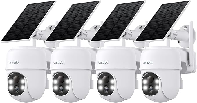 2K Cameras for Home Security-2.4G WiFi Outdoor Camera Wireless Solar/Battery Powered, 360° Viewing, Human Detection, Color Night Vision, Cloud/SD Storage B6 (B6-White-4pack-2.4G)